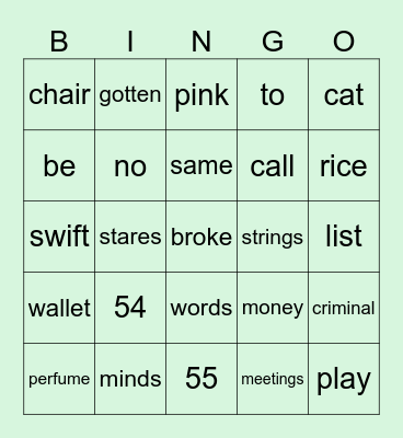 CH 12 Bingo Card