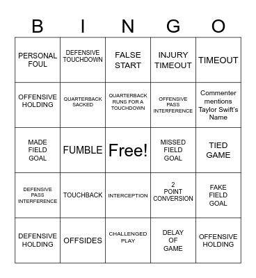 SUPERBOWL 2024 Bingo Card