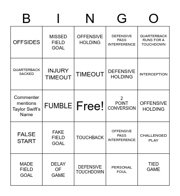 SUPERBOWL 2024 Bingo Card