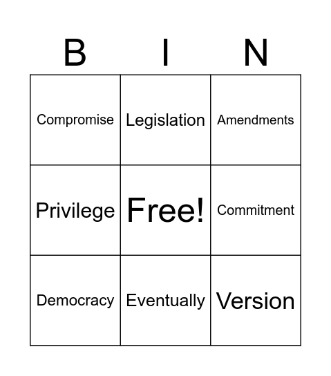 Vocab Bingo Card