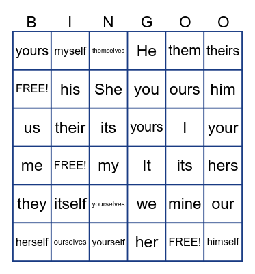PRONOUN PARTY! Bingo Card