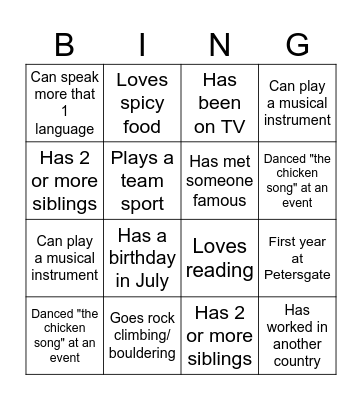 Human Bingo! Bingo Card