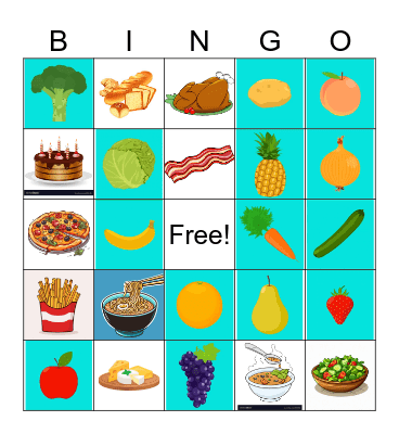 Food Kids 3 Bingo Card