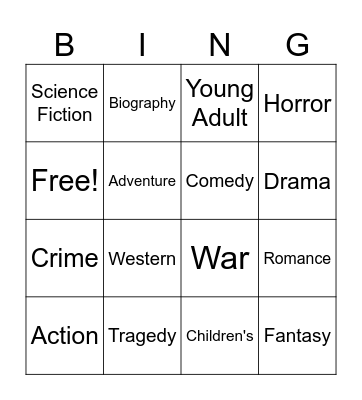 Genre Bingo Card