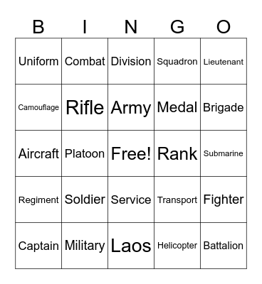 Army BINGO Card