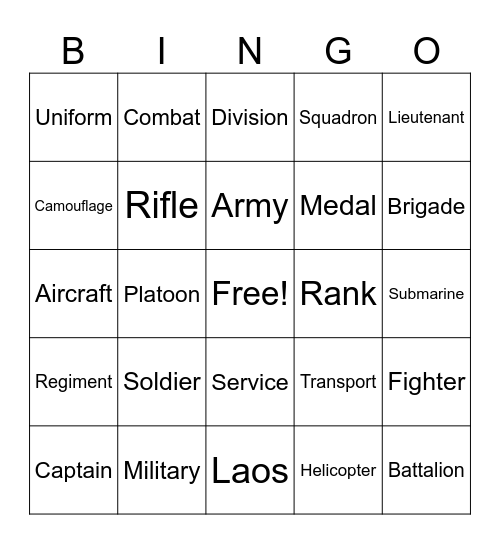 Army BINGO Card