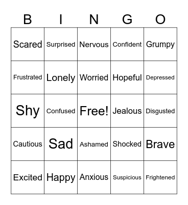 Feelings Bingo Card