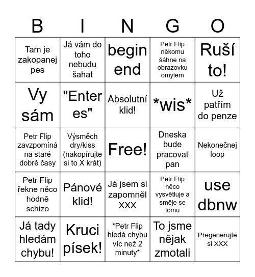 Pánové Bingo! Bingo Card