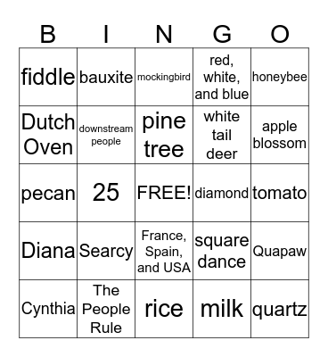 Arkansas Bingo Card