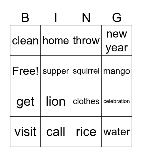 Grade 5 two Bingo Card