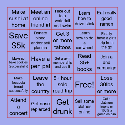 Bella’s 2024 Bingo Card Bingo Card