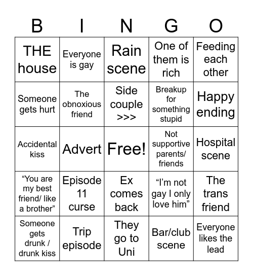 Thai BL Bingo Card