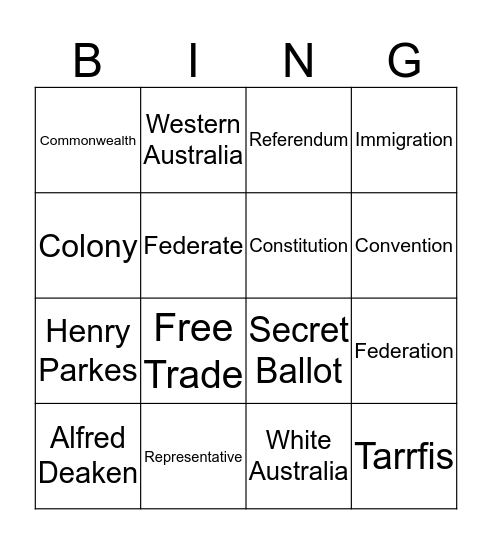 Federation Bingo Card