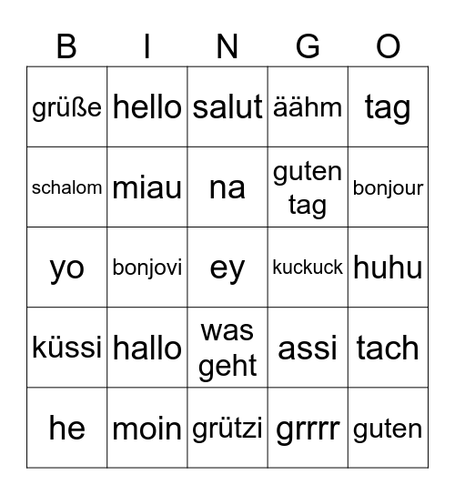 Begrüßungs Bingo Card