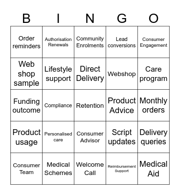 Consumer Services Bingo Card