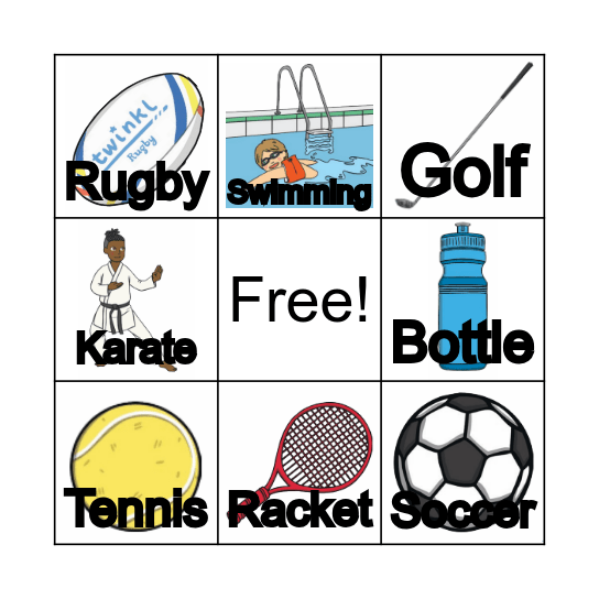 Sports Shop Bingo Card