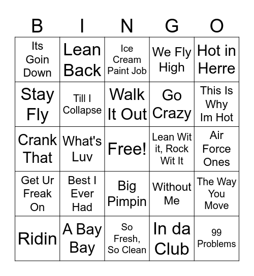 2000's hiphop 1 Bingo Card
