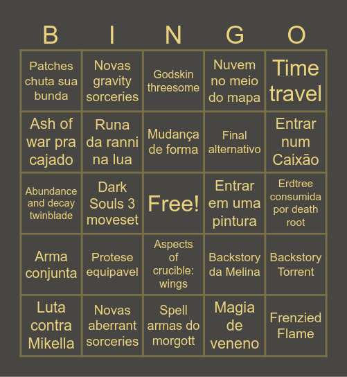 Elden Ring Hollowing Bingo Chart Bingo Card