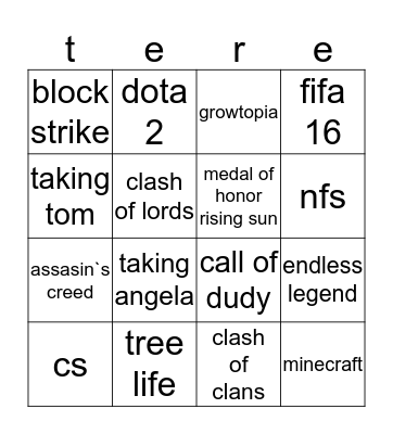 arvuti mängud Bingo Card