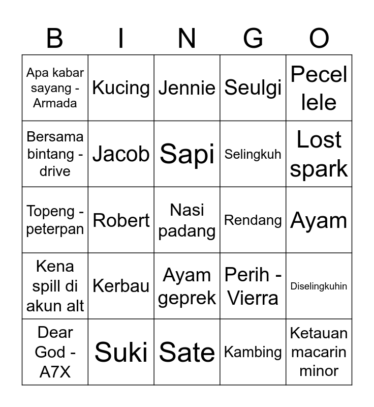 Punya Harris Bingo Card