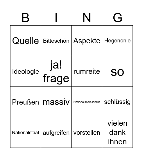 Herr Greeb Bingo Card