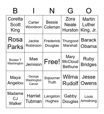 Black History Bingo Card