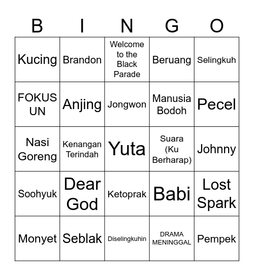 @jongwon14m Bingo Card