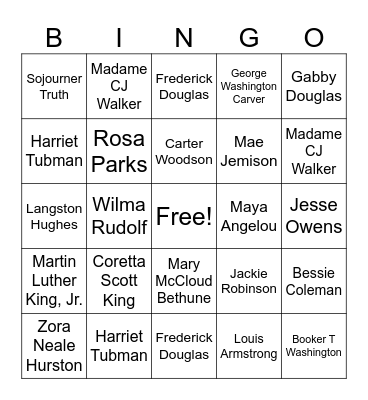 Black History Bingo Card