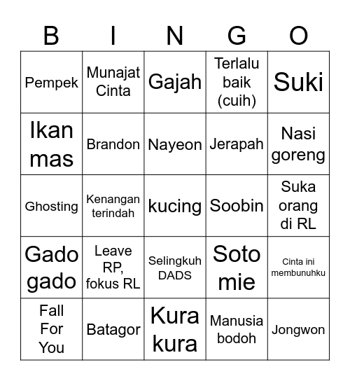 Bingonya Ji Bingo Card