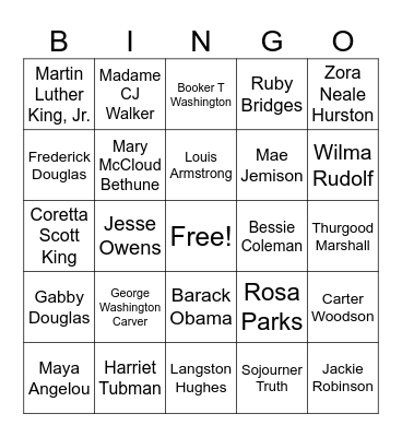 Black History Bingo Card