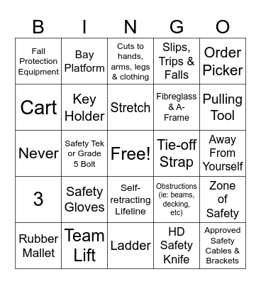 Safety BINGO Card