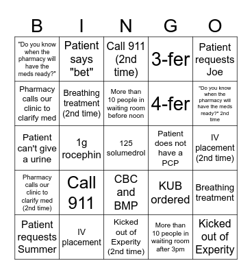 Deja Vu Bingo Card