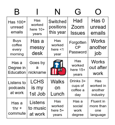 LCHS Staff Bingo Card