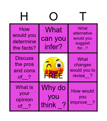 H O T    B I N G 0 Bingo Card