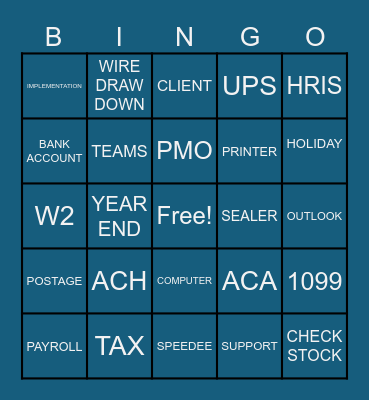 Payroll Bingo Card