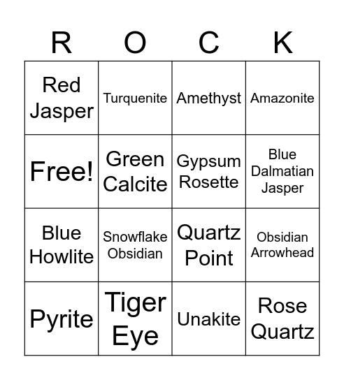 MGLVA Rockhounds! Bingo Card