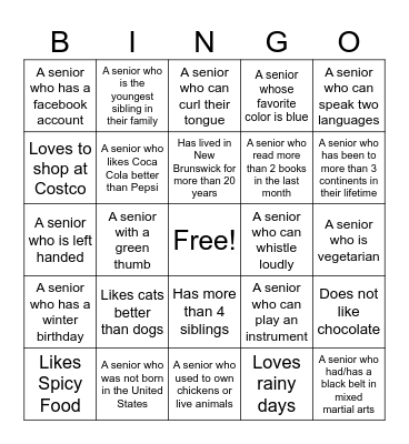 NBSCRC Get To Know You Bingo Card