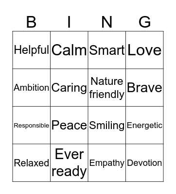 Value Bingo Card