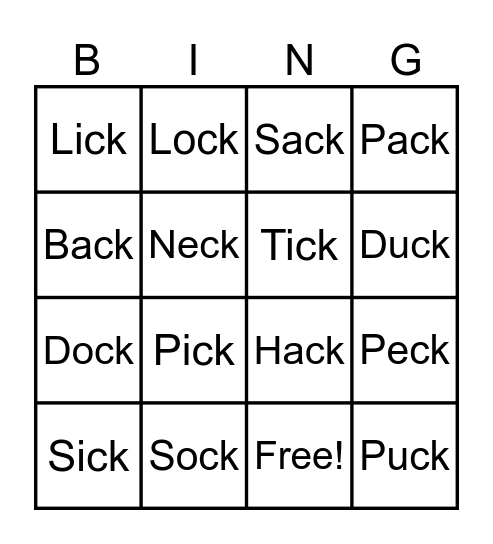 Ck  Bingo Card