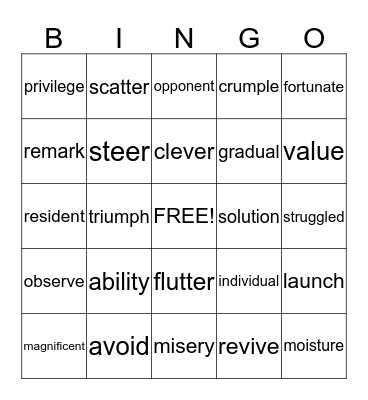 Third Grade Bingo Card