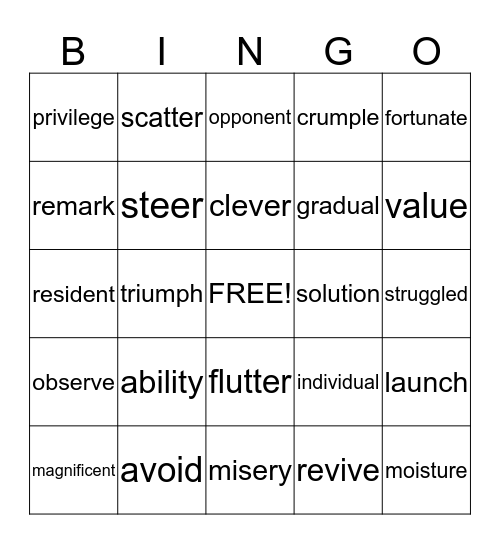 Third Grade Bingo Card
