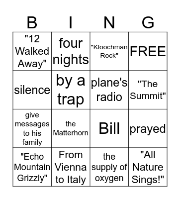 8th Grade Lit Test 10 Bingo Card