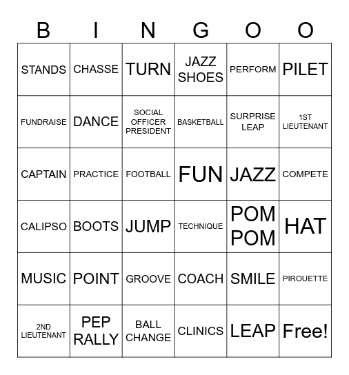 HIGHSTEPPERS BINGO Card