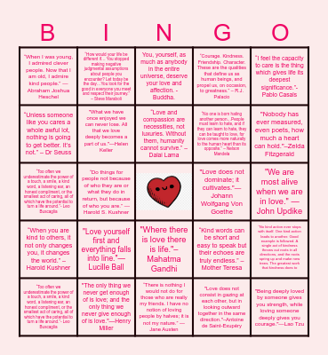 Virtual Valentine's Day Bingo <3 Bingo Card