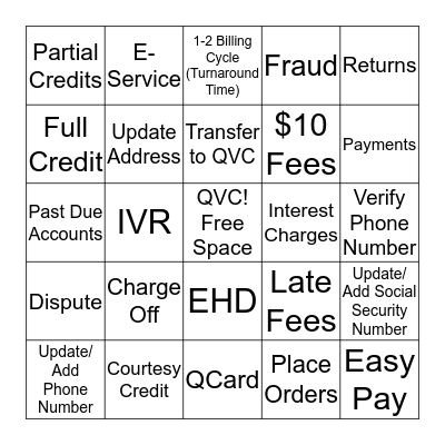 Mayhem Monday's Bingo Card