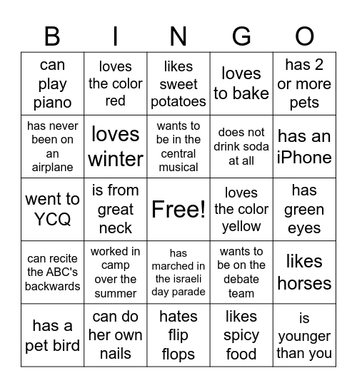 BINGO Card