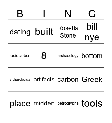 Archeology Bill Nye Bingo Card