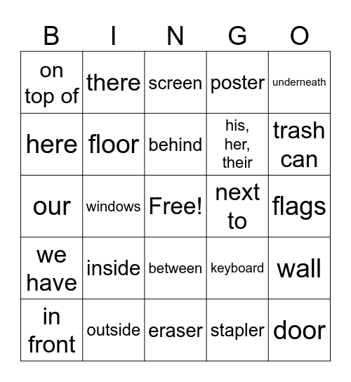 Que tenemos en la clase? Bingo Card