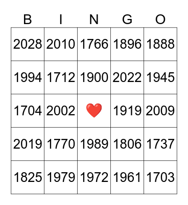 LES ANNÉES Bingo Card