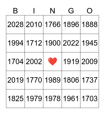 LES ANNÉES Bingo Card
